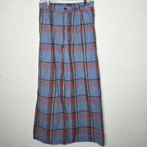 By Anthropologie Wide Leg Pants Blue / Red Plaid Women's Size 0